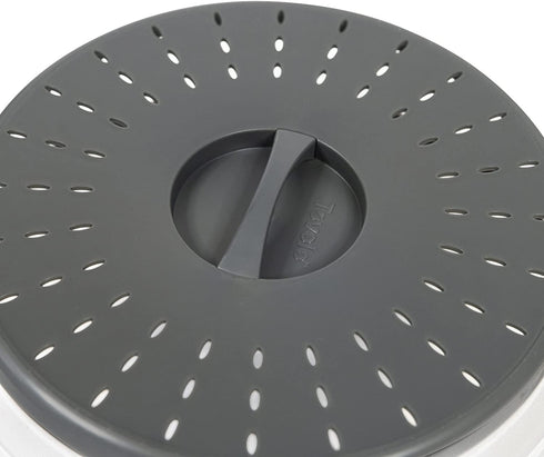 Tovolo - 81-31531 Vented Collapsible Microwave Splatter Proof Food Plate Cover With Easy Grip Handle Dishwasher-Safe, BPA-Free Silicone & Plastic, 10.5" Round, 10.5 inch, Charcoal
