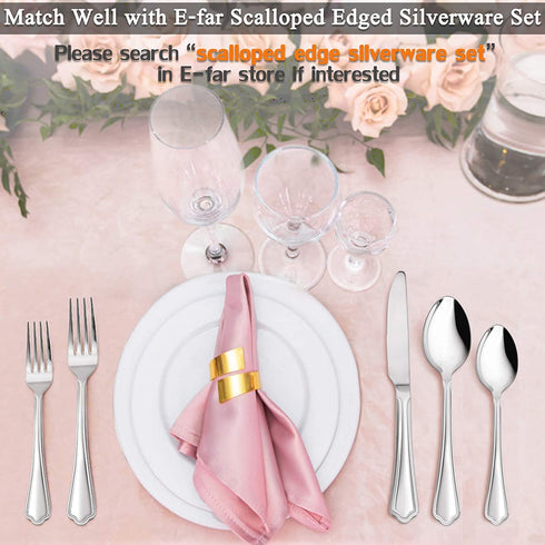 Dinner Spoons Set of 12, E-far 7.9 Inch Stainless Steel Soup Spoons Tablespoons for Home, Kitchen or Restaurant, Non-toxic & Mirror Polished, Scalloped Edge & Dishwasher Safe