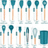 TeamFar 12Pcs Kitchen Cooking Utensils Set, Silicone Kitchen Gadgets Utensil Set for Nonstick Cookware with Wooden Handle, Spatula Spoon Turner, Non-Toxic & Non-Stick, Heat-Resistant, Blue