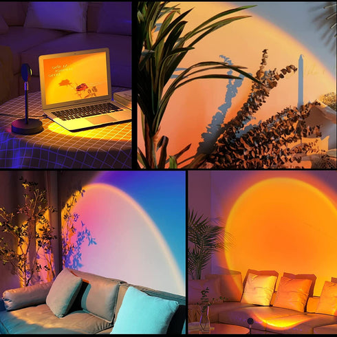 Sunset Light Rainbow Projection Lamp, LED 90 Degree Night Light, Network Red Light with USB Modern Floor Stand Night Light Living Room Bedroom Decor