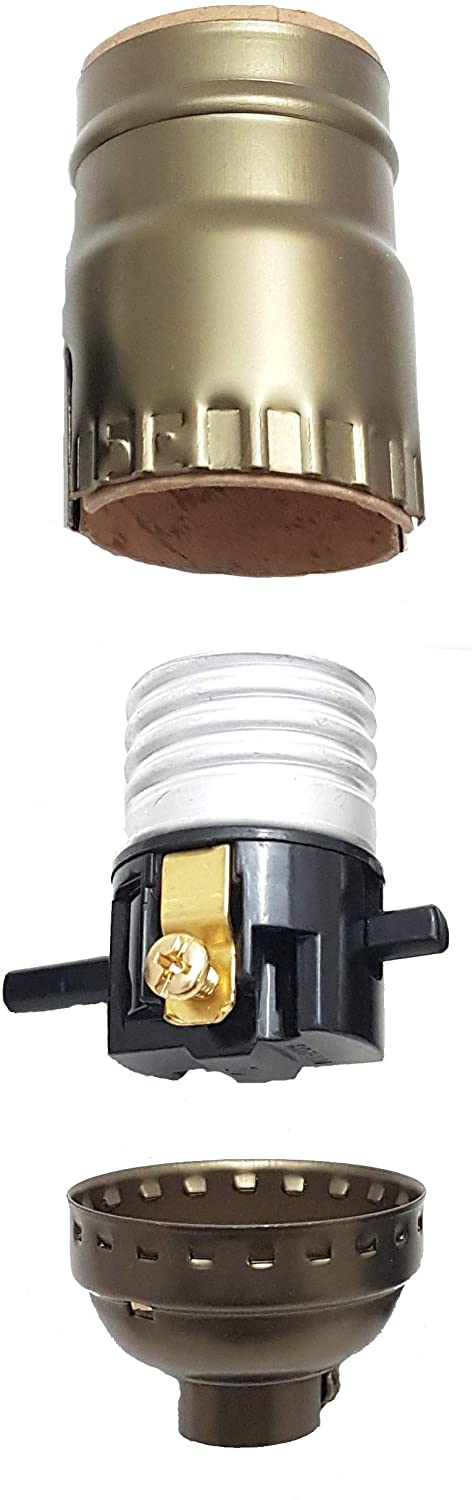 B&P Lamp® Antique Brass Finish Table Lamp Wiring Kit with a 10 Inch Harp and Push-Thru Socket