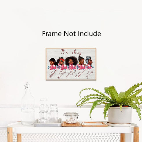 African American Wall Art Black Girls Portrait Decor Black Queen Inspirational Picture for Home Its Okay To Make Mistake Poster for Bathroom Unframed