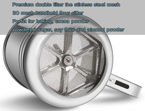 NPYPQ 5-Cup Stainless Steel Flour Sifter for Baking
