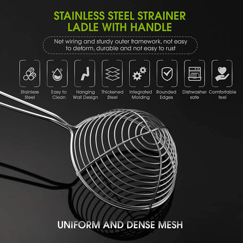 Hot Pot Strainer Scoops, Stainless Steel Hot Pot Strainer Spoons 2.5 inch Mini Mesh Skimmer Spoon Asian Strainer Ladle with Handle (Black,6 Pieces)