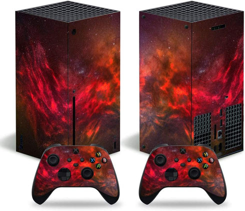DOMILINA Xbox Series X Skin Stickers, Full Body Vinyl Decal Cover for Microsoft Xbox Series X Console & Controllers - Red Cloud
