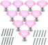 Akstore 10 Pcs Crystal Glass Cabinet Knobs 30mm Diamond Shape Drawer Kitchen Cabinets Dresser Cupboard Wardrobe Pulls Handles (Pink)