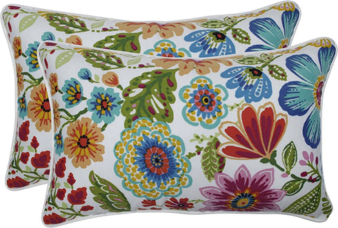 Pillow Perfect Outdoor/Indoor Gregoire Prima Lumbar Pillows, 11.5" x 18.5", Blue, 2 Count
