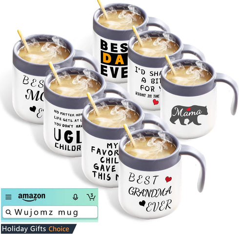 WUJOMZ Gift for Mom and Women, Best Mom Ever Coffee Mug, Insulated Travel Tea Mug with Handle and Lid, Mom Mug for Christmas Mothers Day Gifts from Daughter/ Son (Best Grandma Ever Mug)