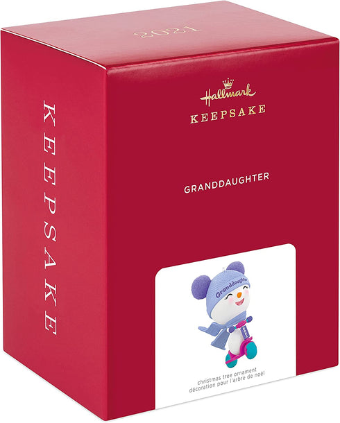 Hallmark Keepsake Christmas Ornament, Year Dated 2021, Granddaughter Snowman on Scooter