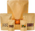 100 Pcs Kraft Stand Up Pouch with Window 6.3 x 8.6 in Brown Zip Lock Stand Up Bags, Reusable, Heat-Sealable for Home or Business
