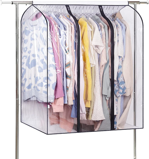 SLEEPING LAMB 40'' Clear Garment Bags for Closet Storage Bottom Enclosed Hanging Clothes Storage Bag Sealed Clothes Cover for Coats, Suits, Sweaters, Dresses