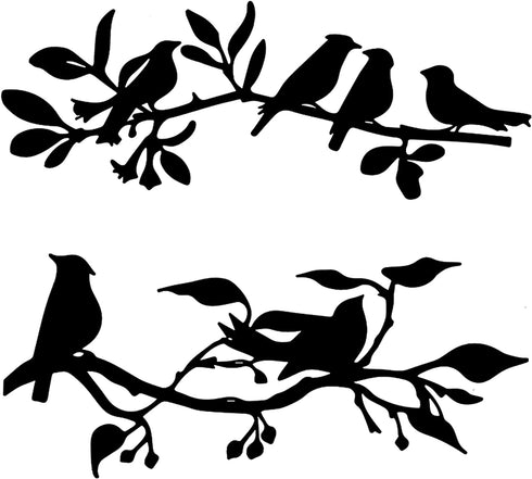 Hotop 2 Pieces Birds on Branch Metal Wall Art Decor Bird Silhouette Sculpture Black Leaves with Birds Metal Ornament Hanging Sign for Home Garden Office Living Room Indoor Outdoor Decorations