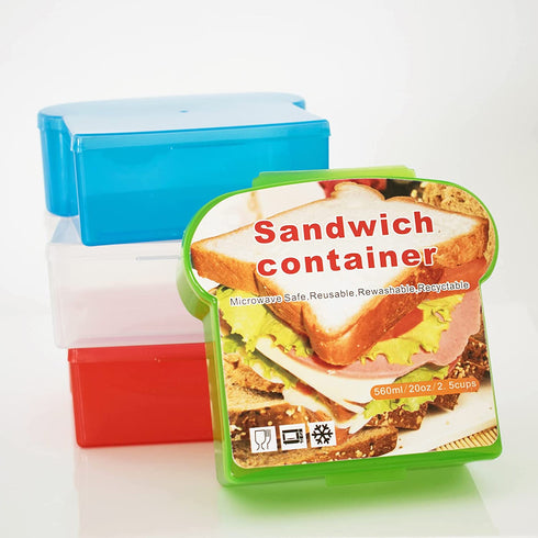 4Pcs Sandwich Containers ,Sandwich Containers for Lunch Boxes, 20oz Bread Storage Container with Lid ,Bpa-free, Microwave & Dishwasher Safe (4 Colors?