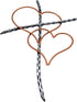 Silver Toned Metal Wall Cross with Two Interwoven Bronze Toned Hearts, 19 1/2 Inches