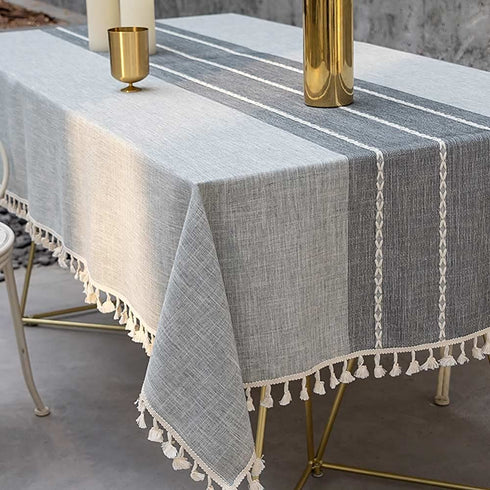 Deep Dream Tablecloth, Embroidered Table Cloth Cotton Linen Wrinkle Free Anti-Fading Tablecloths Washable Dust-Proof Table Cover for Kitchen Dinning Party Christmas, 55 x 55 Inch - New Gray