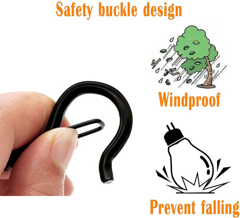 40 Pack Q-Hanger Hooks for Outdoor String Lights,String Light Hooks Cup Hooks Eye Hooks with Safety Buckle,Screw Ceiling Hooks for Hanging Plants Wire Wind Chimes Party,Black.