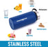 Hydration Nation 18oz, 32oz, or 40oz Vacuum Insulated Water Bottle - Metal Water Bottle For Sports & Outdoor - Thermo Stainless Steel Water Bottle With Straw & 3 Lids For Hot & Cold Drinks (Blue)