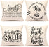 4TH Emotion Farmhouse Decoration Pillow Covers 18x18 Set of 4 Family Saying This is us Our Home Cushion Case for Sofa Couch Linen Porch Decor