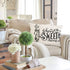 4TH Emotion Farmhouse Decoration Pillow Covers 18x18 Set of 4 Family Saying This is us Our Home Cushion Case for Sofa Couch Linen Porch Decor