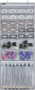 ANZORG Over The Door Hanging Jewelry Organizer Wall Mounted Earring Holder with 24 Clear Pockets and 8 Hook Loops for Necklace Bracelet Ring (24 Pockets and 8 Hook Loops-Grey)