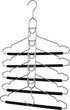 Amber Home 2 Pack Multi Layer 5 in 1 Metal Suits Pants Hangers, Closet Storage Organizer with 2 Swivel Hooks, Detachable Space Saving Anti Slip Clothes Hangers for Shirt Sweater Jeans Slacks Dresses