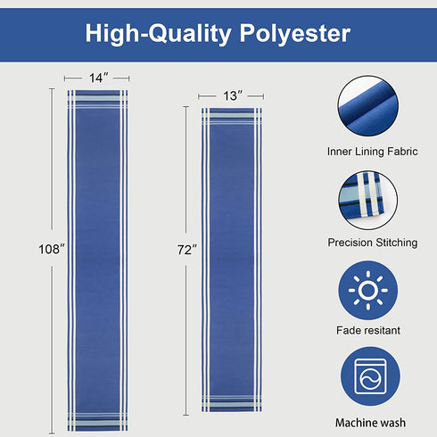 Table Runners 72 inches Long French Stripe Blue Table Linens Non-Slip Runner for Kitchen Dining, Coffee or Decoration of Indoor and Outdoor Family Gatherings and Farmhouse Table Scarf D©cor ?Blue?