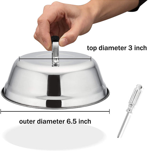 6.5In Cheese Melting Dome, HaSteeL Stainless Steel Small Round Basting Steaming Cover, Heavy Duty Griddle Grill Accessories for Kitchen Cooking Flat Top BBQ Indoor & Outdoor, Dishwasher Safe - 4 Packs