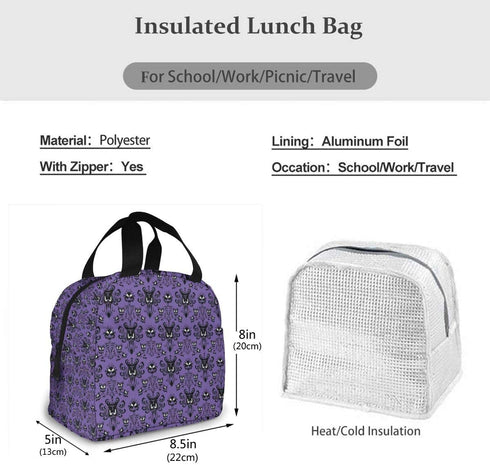 MSGUIDE Haunted Mansion Insulated Lunch Bag Leakproof Cooler Lunch Box for Men Women Adult - Reusable Thermal Tote Bag for Office Work School Picnic Beach