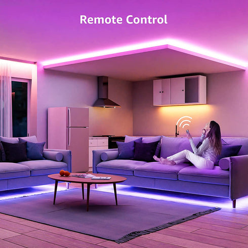 Lepro LED Strip Lights, 39.4Ft RGB LED Strips, 5050 SMD LED Color Changing Strip Light with 44 Keys Remote Controller and 24V Power Supply, LED Lights for Bedroom, Home, TV Backlight