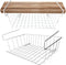 Under Shelf Basket , 2 Pack White Wire Under Shelf Basket , Slides Under Shelves for Storage, Space Saving for Kitchen Counter Pantry Desk Bookshelf Cupboard
