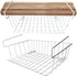 Under Shelf Basket , 2 Pack White Wire Under Shelf Basket , Slides Under Shelves for Storage, Space Saving for Kitchen Counter Pantry Desk Bookshelf Cupboard