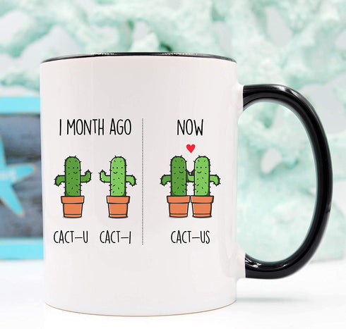 YouNique Designs One Month Anniversary Mug, 11 Ounces, Funny One Month Anniversary Coffee Mug for Boyfriend and Girlfriend, 1 Month Dating Anniversary Cup, 1st Month Dating Anniversary (Black Handle)