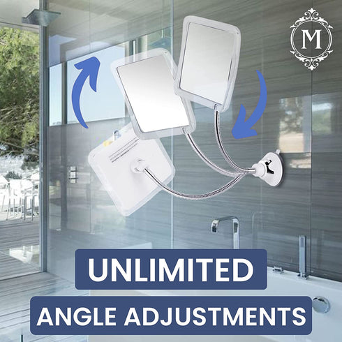 Mirrorvana Flexible Fogless Shower Mirror for Shaving with Height Adjustable Gooseneck, 360° Swivel and Upgraded Suction, Shatterproof 6.3" x 6.3" Surface