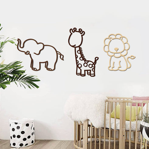 Safari Nursery Decor Jungle Theme Animals Woodland Baby Room Decor Neutral for Girls Boys Kids Nursery Wall Art for Bedroom Playroom Toddler Classroom Decorations (Lion, Giraffe, Elephant)