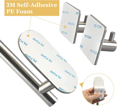 M V VOIMAKAS Self Adhesive Towel Rack Set for Bathroom, 3M 304 Stainless Steel Brushed Nickel Kitchen Towel Bar for Washroom Glass Ceramic Tile Wall Mounted 15.7in