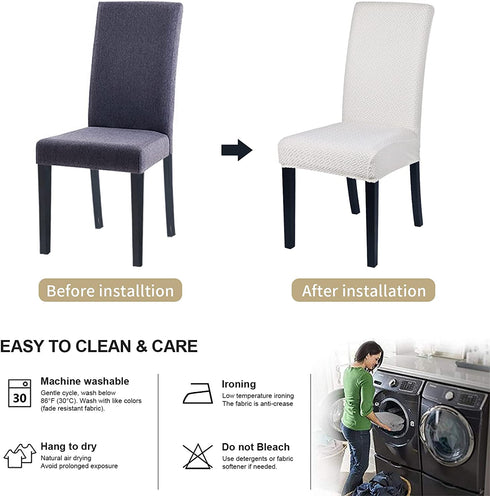 SearchI Dining Room Chair Covers Soft Stretch Removable Kitchen Parson Chair Slipcovers Set of 6 Chair Seat Protective Covers for Dining Room, Wedding, Banquet, Party, Decoration