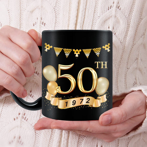 Greatingreat 1972 Old Time Information-50th Birthday Mug, Happy 40 Birthday Party, Turning 50 Birthday, 50th Bday For Her & Him, Fifty Birthday Mug, Milestone Birthday