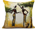Artsocket Set of 4 Linen Throw Pillow Covers Oil Painting African Women Decorative Pillow Cases Home Decor Square 18x18 inches Pillowcases