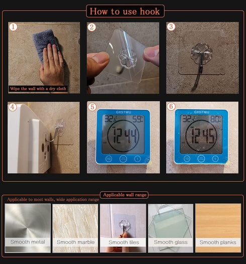 GXSTWU Digital Timer Shower Clock Waterproof?Waterproof for Water Spray? with Alarm, Bathroom Kitchen Wall Clock, Touch Screen Timer, Thermometer Hygrometer Suction Cup Hanging Hole Stand Magnet Blue