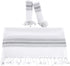 Hand Towels for Bathroom (Set of 3) Boho Turkish Kitchen Towels, Decorative Farmhouse Towels for Kitchen, Fringe Tea Dish Cloth Set, Quick Dry and Highly Absorbent (18 x 38 inches) (Grey)