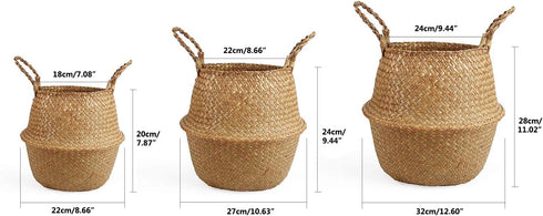 BlueMake Woven Seagrass Belly Basket for Storage Plant Pot Basket and Laundry, Picnic and Grocery Basket (Large, Original)