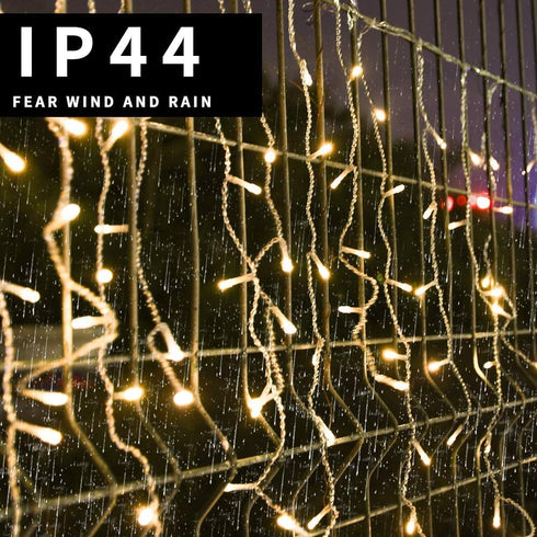 Icicle String Lights,200 LEDs Waterproof Indoor Outdoor Christmas Lights 16.4ft Connectable with 40 Drops Plug in for Wedding Birthday Party Backdrops Gazebo Decorations(Warm White)