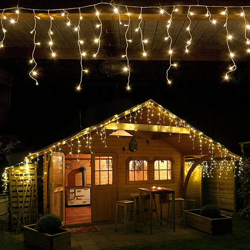 Icicle String Lights,200 LEDs Waterproof Indoor Outdoor Christmas Lights 16.4ft Connectable with 40 Drops Plug in for Wedding Birthday Party Backdrops Gazebo Decorations(Warm White)