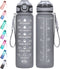 Water Bottle 32oz with Straw, Motivational Water Bottle with Time Marker & Buckle Strap,Leak-Proof Tritan BPA-Free, Ensure You Drink Enough Water for Fitness, Gym, Camping, Outdoor Sports