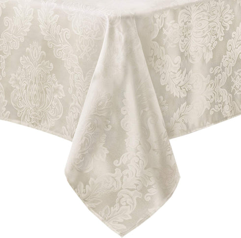 Barcelona Luxury Damask Fabric Napkin Set by Newbridge, 100% Polyester, No Iron, Soil Resistant Party, Banquet and Holiday Napkins, Set of 4 Fabric Napkins, Antique White