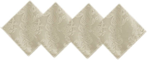 Barcelona Luxury Damask Fabric Napkin Set by Newbridge, 100% Polyester, No Iron, Soil Resistant Party, Banquet and Holiday Napkins, Set of 4 Fabric Napkins, Antique White