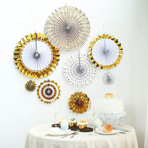 VIDAL CRAFTS Gold Engagement Party Decorations, 6 Pcs Paper Fans, MR&MRS Banner, Love Foil Balloon, Engagement Balloons, She Said Yes Banner, Gold Themed Engagement Party Kit or any kind of engagement party decor