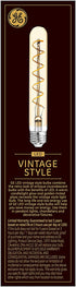 GE Lighting 36513 Amber Glass Bulb LED Vintage Style Dimmable T9 Tube 5 (60-Watt Replacement), 250-Lumen Medium Base, Warm Candle Light