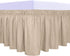 PureFit Wrap Around Ruffled Bed Skirt with Adjustable Elastic Belt - 18 Inch Drop Easy to Put On, Wrinkle Free Bedskirt Dust Ruffles, Bed Frame Cover for Queen, King and C-King Size Beds, Beige