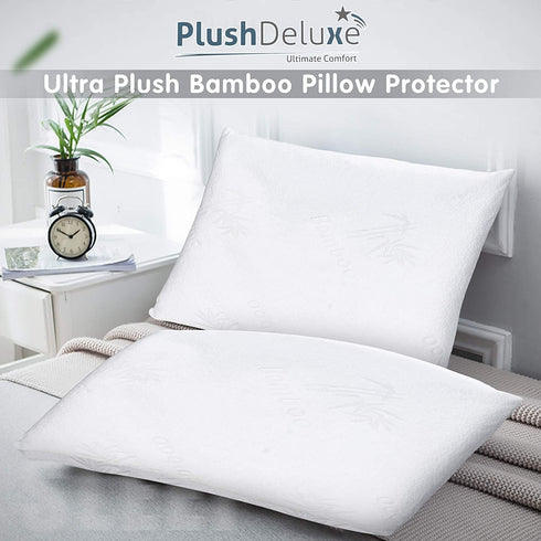 Premium Bamboo King Pillow Protector Covers - Waterproof, Allergy, Dust, Bed Bug, and Mite Proof Zippered Protectors - Pillowcase Zipper Cover Allergen Case Pack for Sleep Pillows - Set of 2